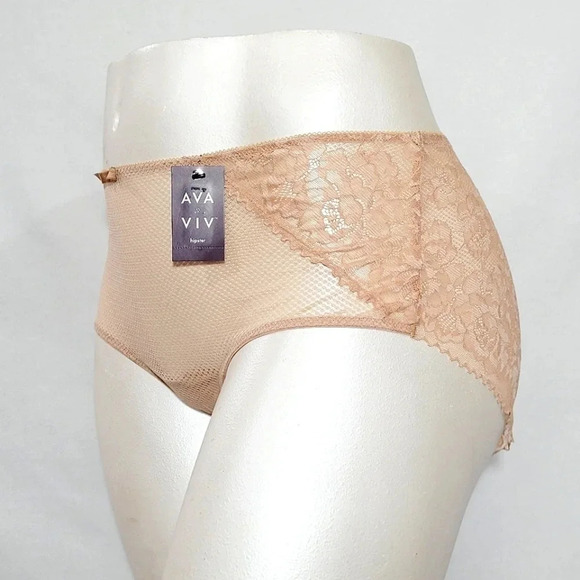 3X Ava & Viv Plus Size Semi Sheer Lace Hipster Honey Beige New with Tags - Picture 3 of 6